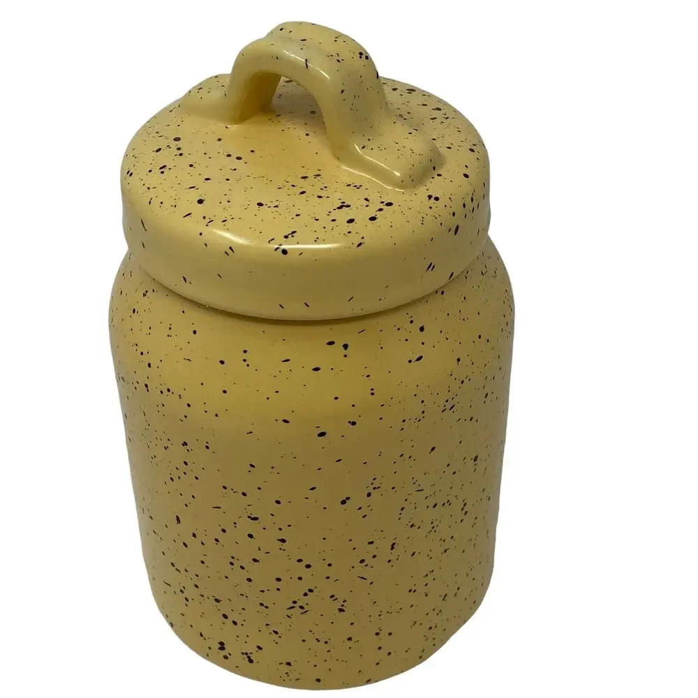 Rae Dunn Farmhouse Easter Spring Yellow Speckled TWEET JAR Ceramic Jar And‎ Lid